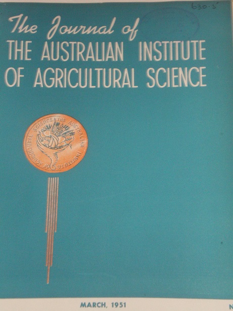 THE JOURNAL OF THE AUSTRALIAN INSTITUTE OF AGRICULTURAL SCIENCE, March 1951 issue for sale. Original