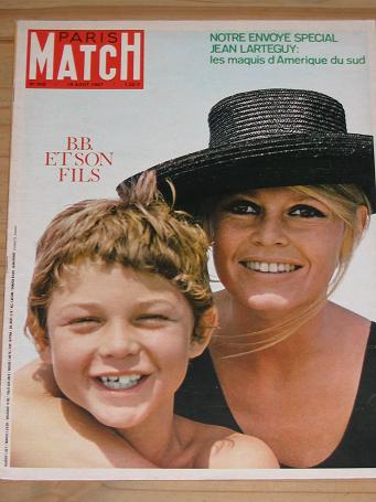 PARIS MATCH MAGAZINE 19 AUGUST 1967 BRIGITTE BARDOT COVER BACK ISSUE FOR