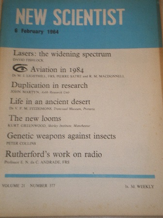 NEW SCIENTIST magazine, 6 February 1964 issue for sale. Original British publication from Tilley, Ch