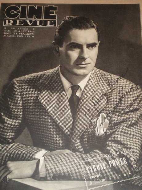 CINE REVUE magazine, 23 August 1946 issue for sale. TYRONE POWER. Original Belgian, French Language 