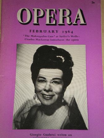 OPERA magazine, February 1964 issue for sale. Original British publication from Tilley, Chesterfield