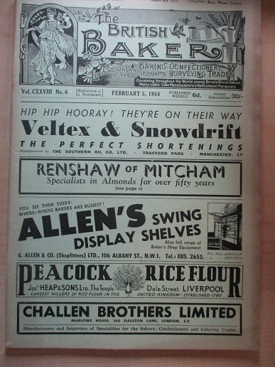 THE BRITISH BAKER magazine, February 5 1954 issue for sale. Original British publication from Tilley