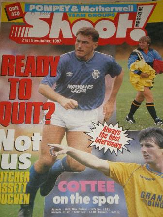 SHOOT magazine, 21 November 1987 issue for sale. Original British FOOTBALL publication from Tilley, 