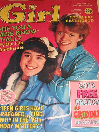 GIRL magazine, 24 April 1982 issue for sale. BARRY MANILOW. British teen publication. Tilleys, Chest