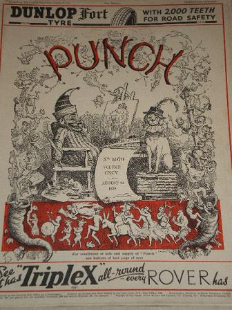 PUNCH magazine, August 24 1938 issue for sale. Original British publication from Tilleys, Chesterfie