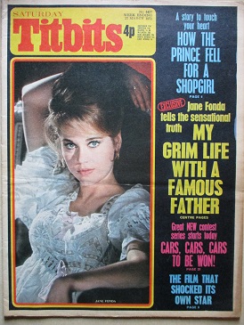 TITBITS magazine, 27 March 1971 issue for sale. JANE FONDA. Original British publication from Tilley