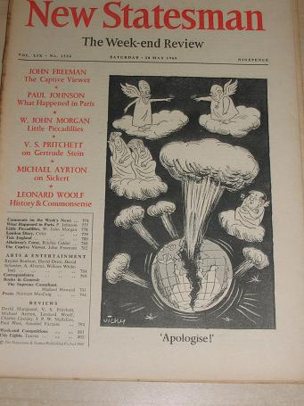 NEW STATESMAN magazine, 28 May 1960 issue for sale. JOHNSON, PRITCHETT, WOOLF, CALDER. Classic image