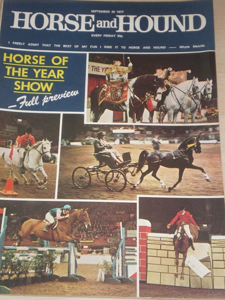 HORSE AND HOUND magazine, September 30 1977 issue for sale. HORSE OF THE YEAR SHOW. Original publica