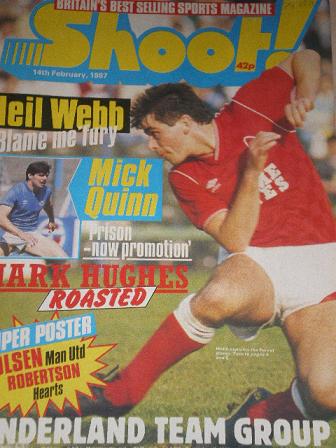 SHOOT magazine, 14 February 1987 issue for sale. Original British FOOTBALL publication from Tilley, 