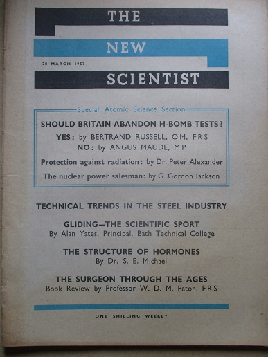 NEW SCIENTIST magazine, 28 March 1957 issue for sale. Original British publication from Tilley, Ches