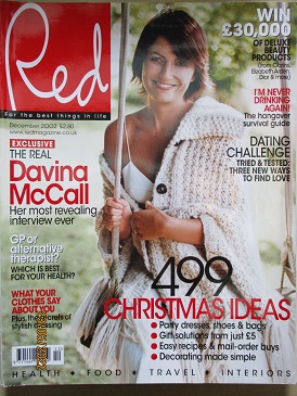 RED magazine December 2002 issue for sale. DAVINA MCCALL. Original British WOMEN’S publication from 