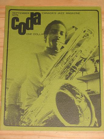 CODA JAZZ MAGAZINE SEPTEMBER 1975 BACK ISSUE FOR SALE VINTAGE CANADIAN JAZZ MUSIC PUBLICATION PURE N