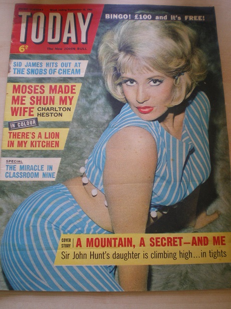 TODAY magazine, September 15 1962 issue for sale. SID JAMES, CHARLTON HESTON, HAMMOND INNES, DOUGLAS