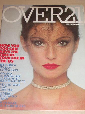OVER 21 magazine, February 1977 issue for sale. ERICA JONG, CHRISTIE HEFNER. Vintage WOMENS FASHION,