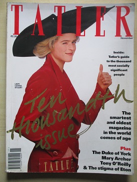 TATLER magazine, November 1992 issue for sale. LADY LOUISA STUART, MARY ARCHER. Original British WOM