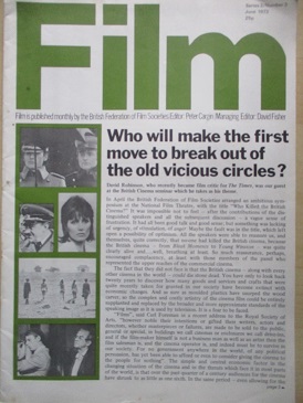 FILM magazine, June 1973 issue for sale. Original British publication from Tilley, Chesterfield, Der