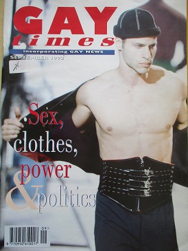 GAY TIMES magazine, Number 168, September 1992 issue for sale. Original British publication from Til
