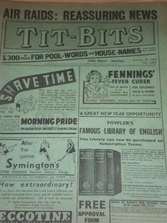 TIT-BITS magazine, January 30 1937 issue for sale. IAN MILLER, J. ALLAN DUNN, WILLIAM FREEMAN, J. JE