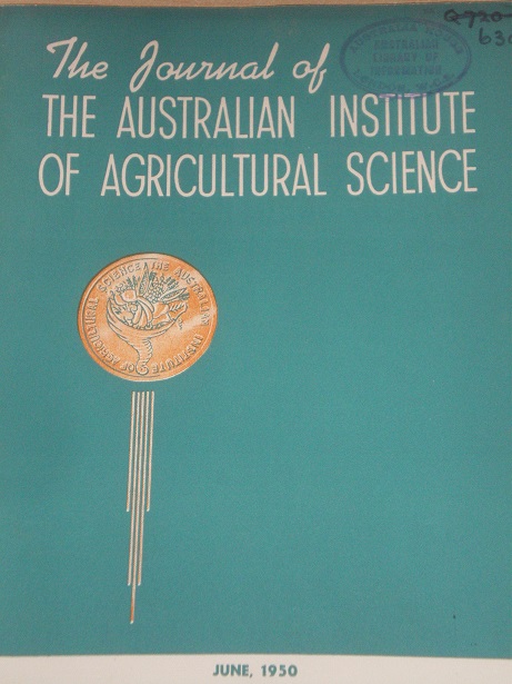THE JOURNAL OF THE AUSTRALIAN INSTITUTE OF AGRICULTURAL SCIENCE, June 1950 issue for sale. Original 