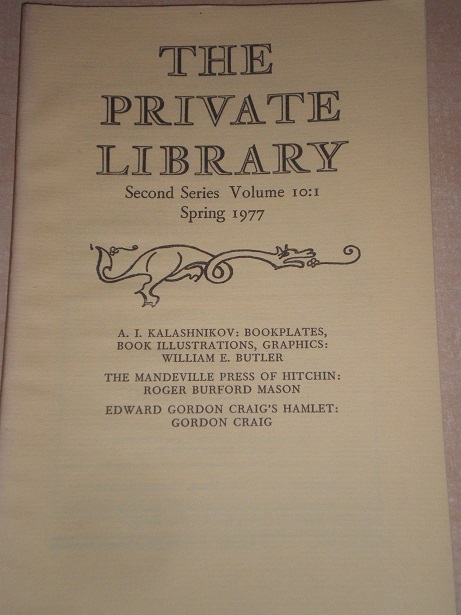 THE PRIVATE LIBRARY, Spring 1977 issue for sale.  Original BRITISH publication from Tilley, Chesterf