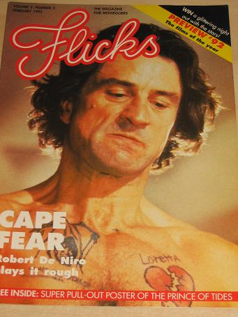 De Niro FLICKS magazine Vol.5 No.2, Feb. 1992. Vintage MOVIES publication for sale. Classic images o