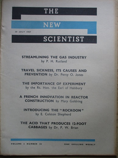 NEW SCIENTIST magazine, 25 July 1957 issue for sale. MARY GOLDRING. Original British publication fro