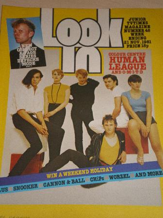 LOOK-IN magazine, 21 November 1981 issue for sale. HUMAN LEAGUE. Original gifts from Tilleys, Cheste