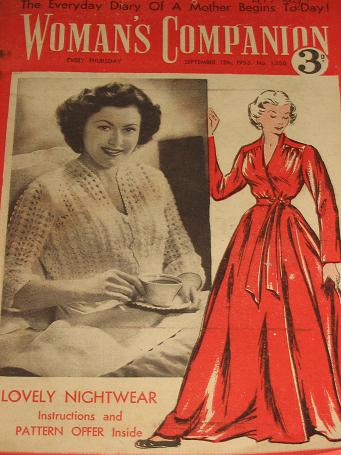 WOMANS COMPANION magazine, September 12 1953 issue for sale. PAPER FOR MARRIED WOMEN FAMOUS FOR KNIT