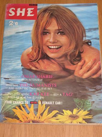 SHE magazine, June 1967. OMAR SHARIF. Vintage women's, lifestyle, fashion publication for sale. Clas