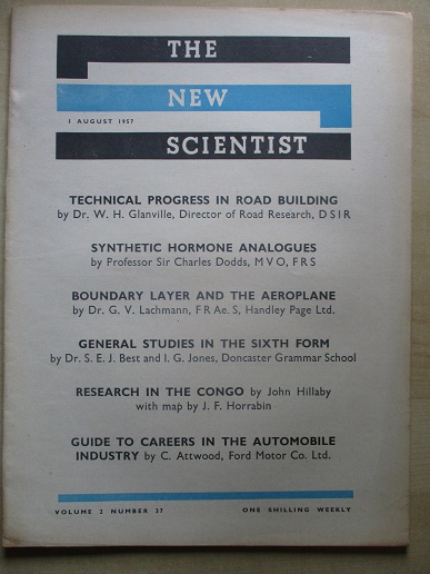 NEW SCIENTIST magazine, 1 August 1957 issue for sale. Original British publication from Tilley, Ches