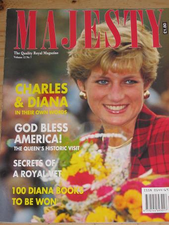 PRINCESS DIANA JULY 1991 ISSUE MAJESTY MAGAZINE FOR SALE BRITISH ROYALTY PURE NOSTALGIA ARCHIVES CLA