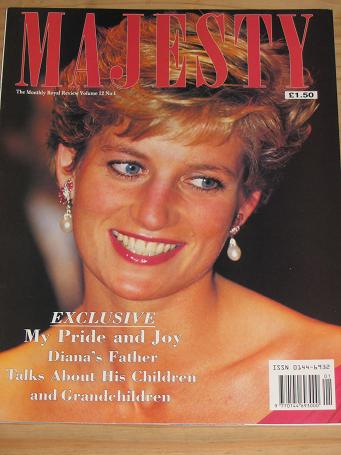 PRINCESS DIANA JANUARY 1991 ISSUE MAJESTY MAGAZINE FOR SALE BRITISH ROYALTY PURE NOSTALGIA ARCHIVES 