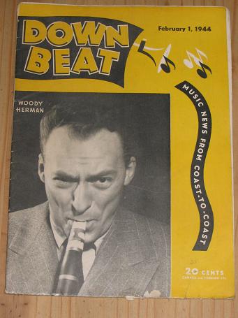 WOODY HERMAN 1944 DOWN BEAT MAGAZINE FEBRUARY 1 FOR SALE VINTAGE MUSIC PUBLICATION PURE NOSTALGIA AR