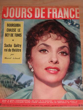 JOURS DE FRANCE 3 AUG 1957 LOLLOBRIGIDA VINTAGE PUBLICATION FOR SALE CLASSIC IMAGES OF THE 20TH CENT