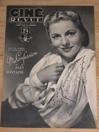 CINE REVUE MAG 4 APRIL 1947 JOAN FONTAINE FORD VINTAGE MOVIE PUBLICATION FOR SALE CLASSIC IMAGES OF 