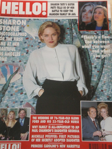 HELLO! magazine, Number 245 issue for sale, March 20 1993. SHARON STONE. Original BRITISH publicatio