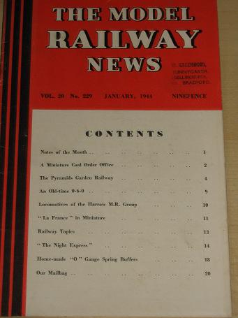 THE MODEL RAILWAY NEWS magazine, January 1944 issue for sale. Vintage HOBBIES, TRAINS publication. C
