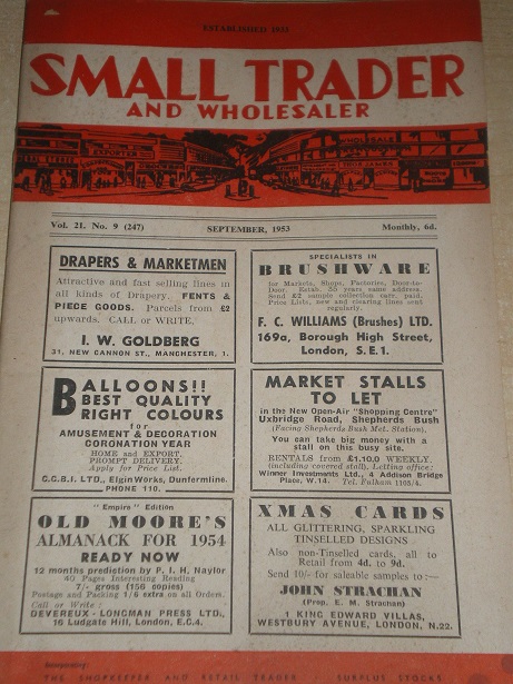 SMALL TRADER AND SHOPKEEPER magazine, September 1953 issue for sale. Original BRITISH publication fr