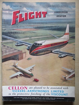 FLIGHT magazine, 11 March 1955 issue for sale. COMMERCIAL AVIATION. VISCOUNT. Original British AVIAT