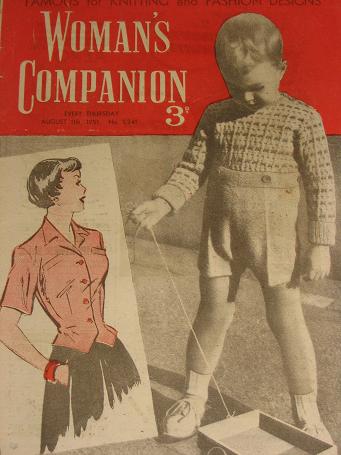 WOMANS COMPANION magazine, August 11 1951 issue for sale. PAPER FOR MARRIED WOMEN FAMOUS FOR KNITTIN