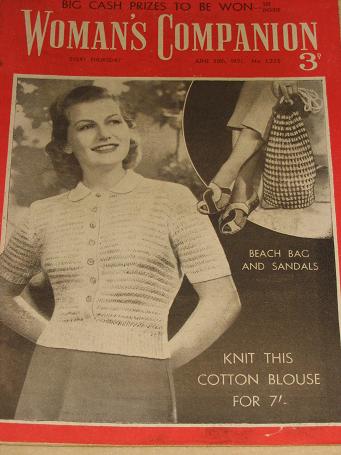 WOMANS COMPANION magazine, June 30 1951 issue for sale. Antique, vintage womens publication. Classic