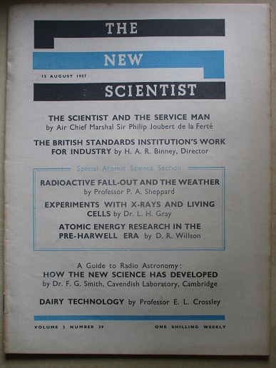NEW SCIENTIST magazine, 15 August 1957 issue for sale. Original British publication from Tilley, Che