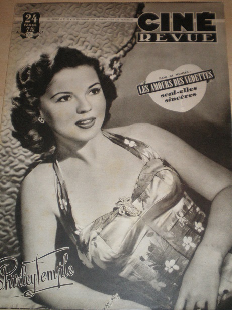 CINE REVUE magazine, 23 September 1949 issue for sale. SHIRLEY TEMPLE. Original Belgian, French Lang