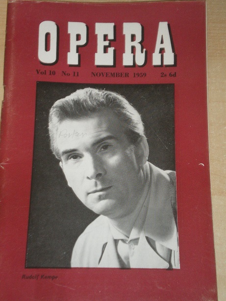 OPERA magazine, November 1959 issue for sale. Original UK publication from Tilley, Chesterfield, Der