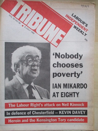 TRIBUNE magazine, 8 July 1988 issue for sale. IAN MIKARDO. Original BRITISH POLITICAL publication fr