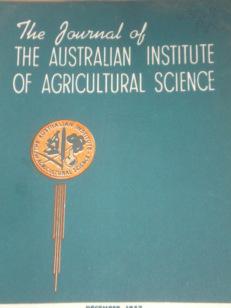 THE JOURNAL OF THE AUSTRALIAN INSTITUTE OF AGRICULTURAL SCIENCE, December 1957 issue for sale. Origi