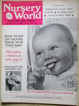 NURSERY WORLD magazine, 19 March 1981 issue for sale. THE CHILD CARE WEEKLY. Original British public