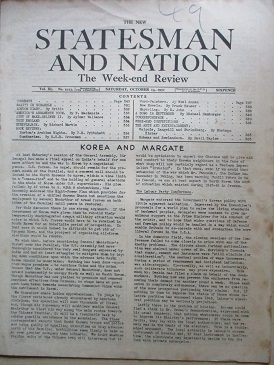 The NEW STATESMAN AND NATION magazine, October 14 1950 issue for sale. BASIL TAYLOR. Original Britis