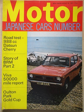 MOTOR magazine, August 28 1971 issue for sale. JAPANESE CARS NUMBER. Original British publication fr