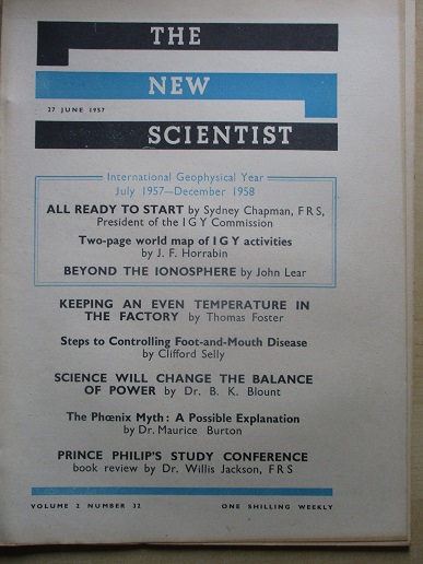NEW SCIENTIST magazine, 27 June 1957 issue for sale. Original British publication from Tilley, Chest